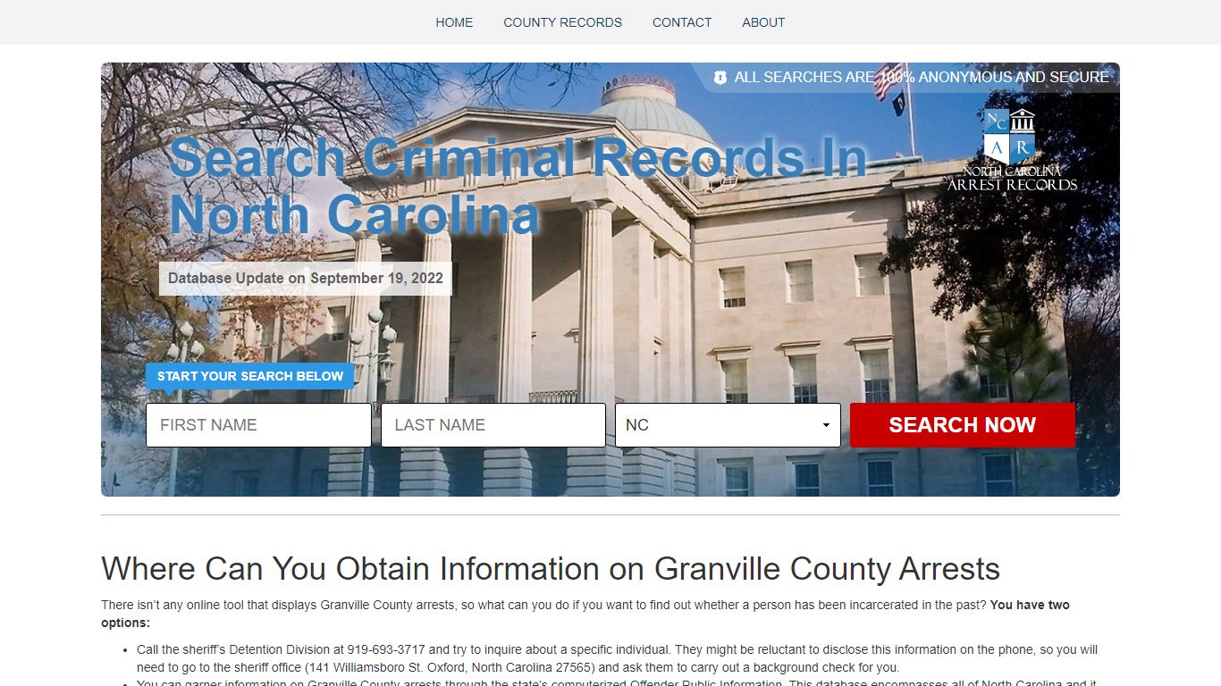Finding information on Granville County Arrests - NC Arrest Records
